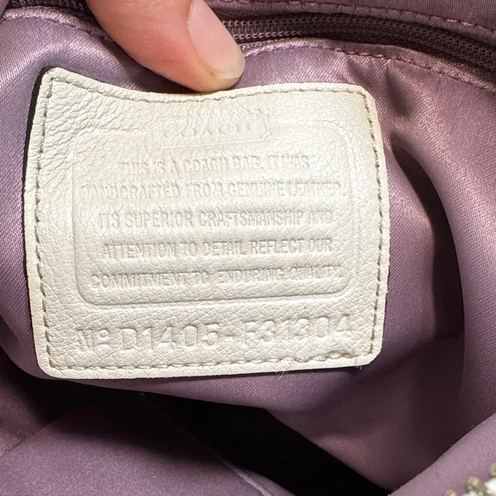 Auth COACH Park Color Block Hobo F31304 Cream Gray Leather - Handbag